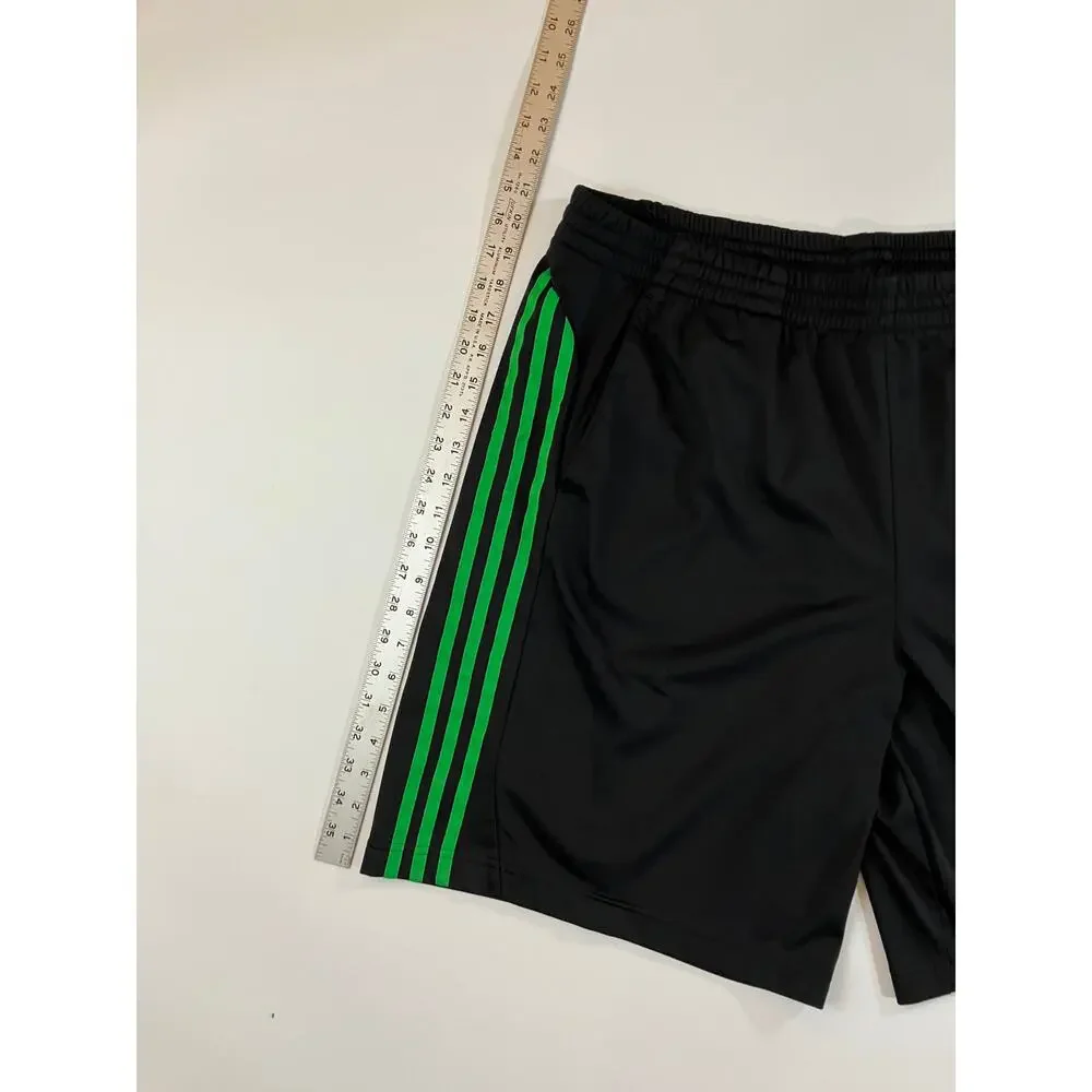 Adidas Climalite Men XL Black Green 3 Stripe Athletic Training Shorts 2013